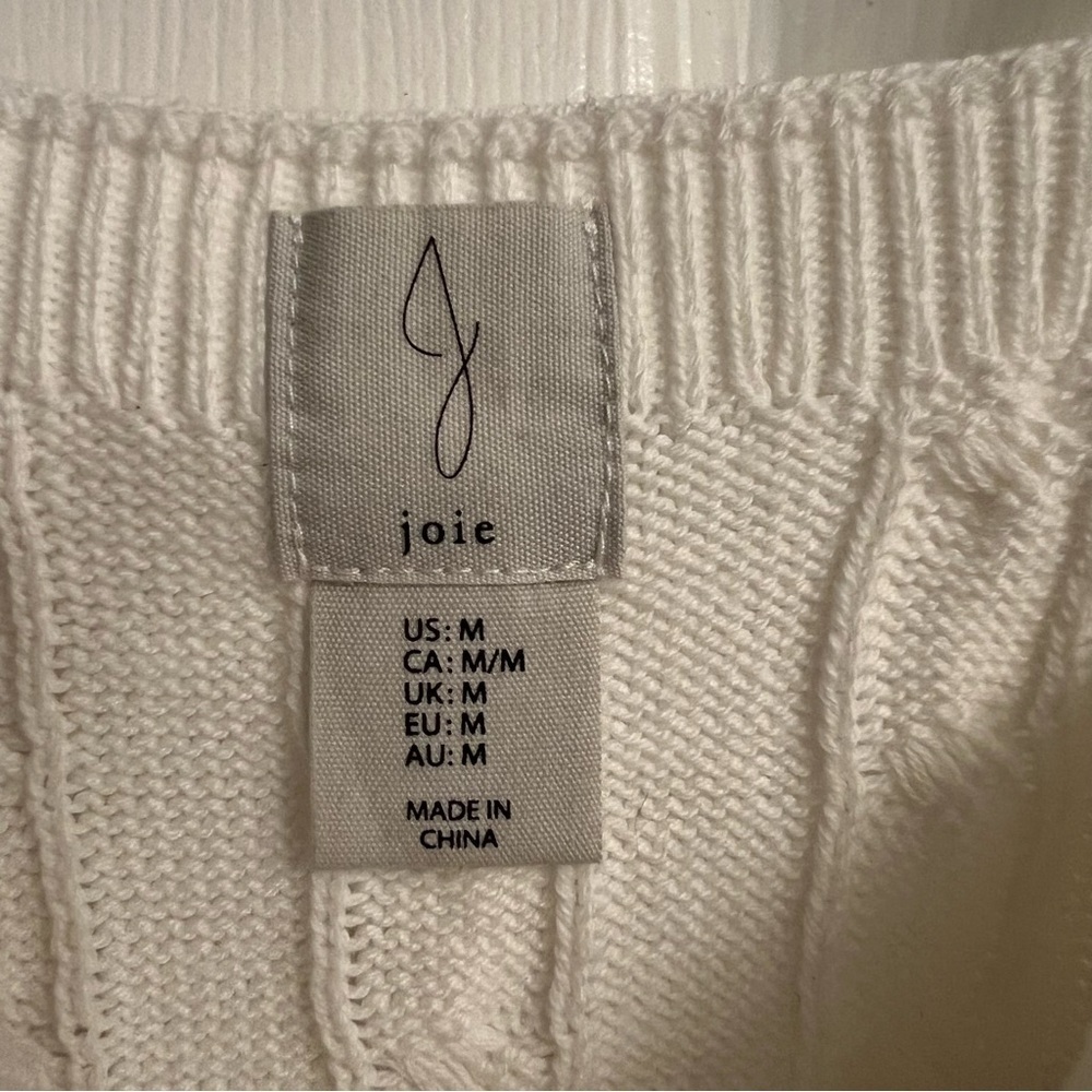 Joie Cable Knit Sweater Ivory White Tank Top Women’s Size Medium - Picture 4 of 6